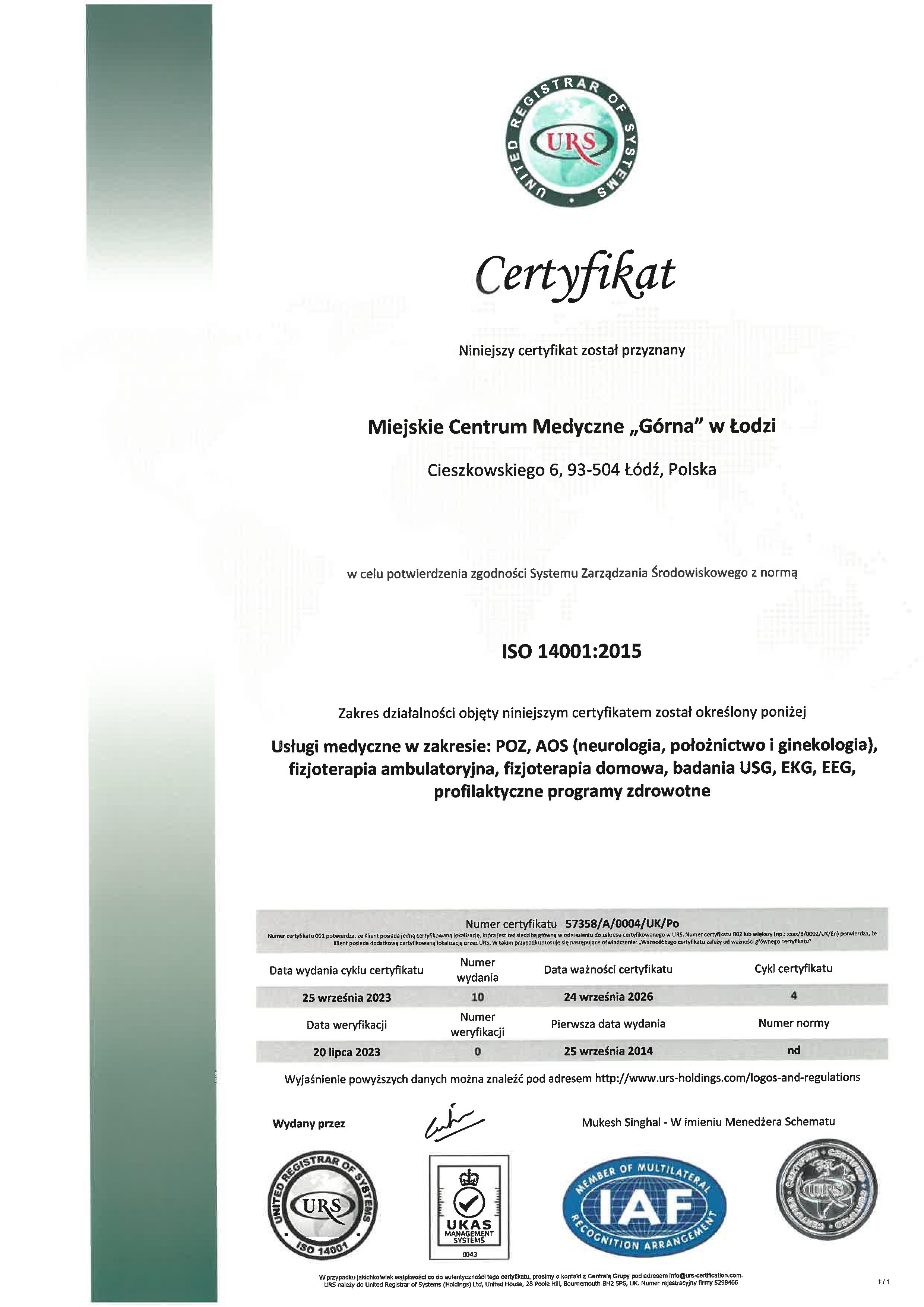 ISO 14001 Cieszkowskiego