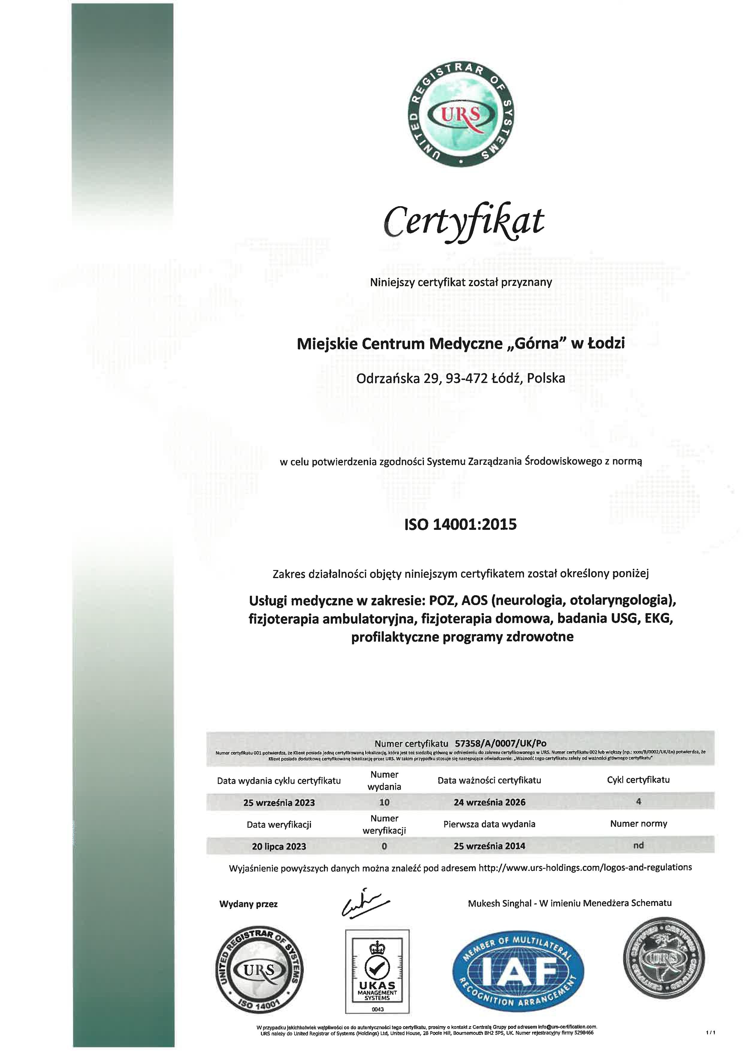 ISO 14001 Odrzańska
