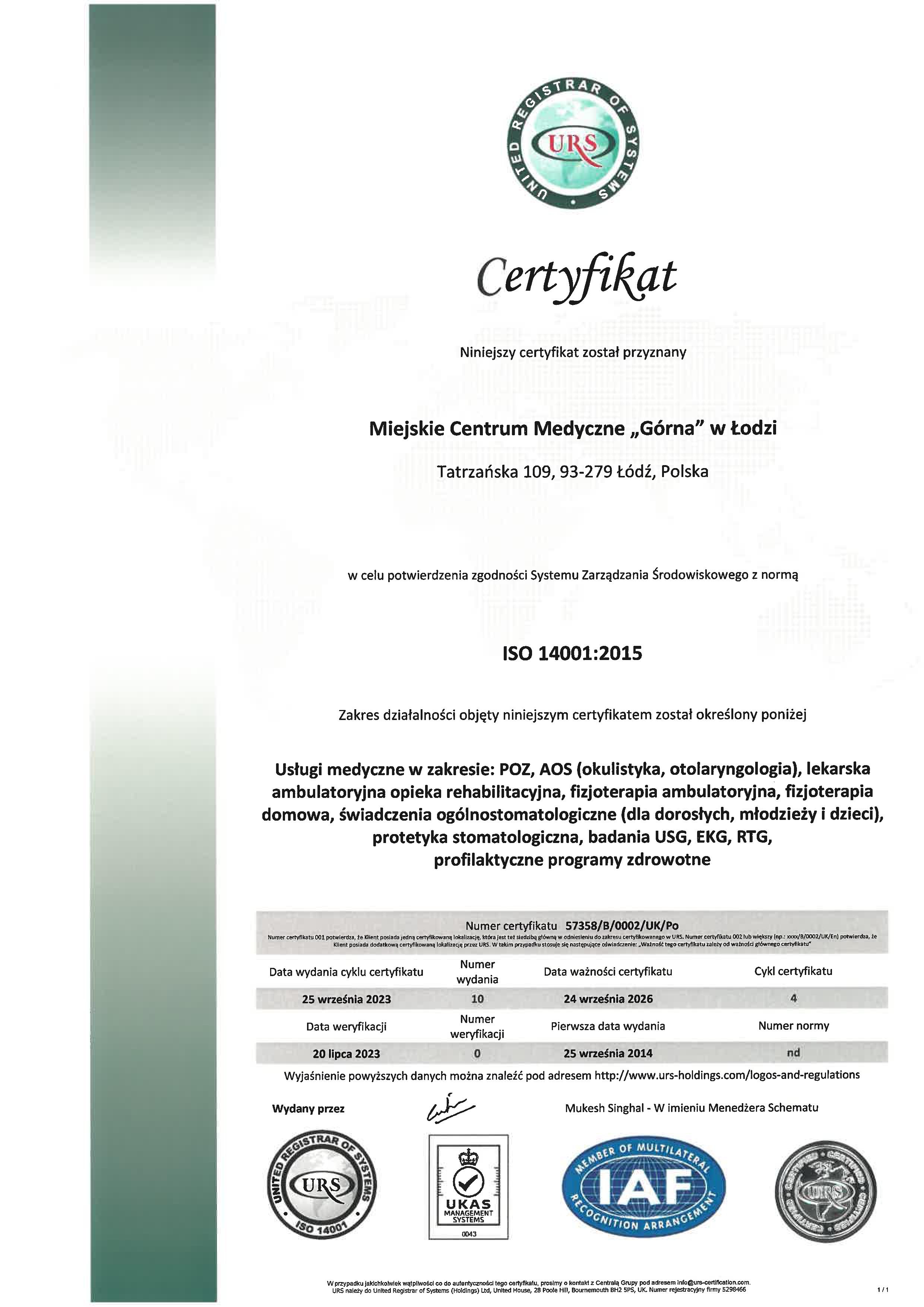 ISO 14001 Tatrzańska
