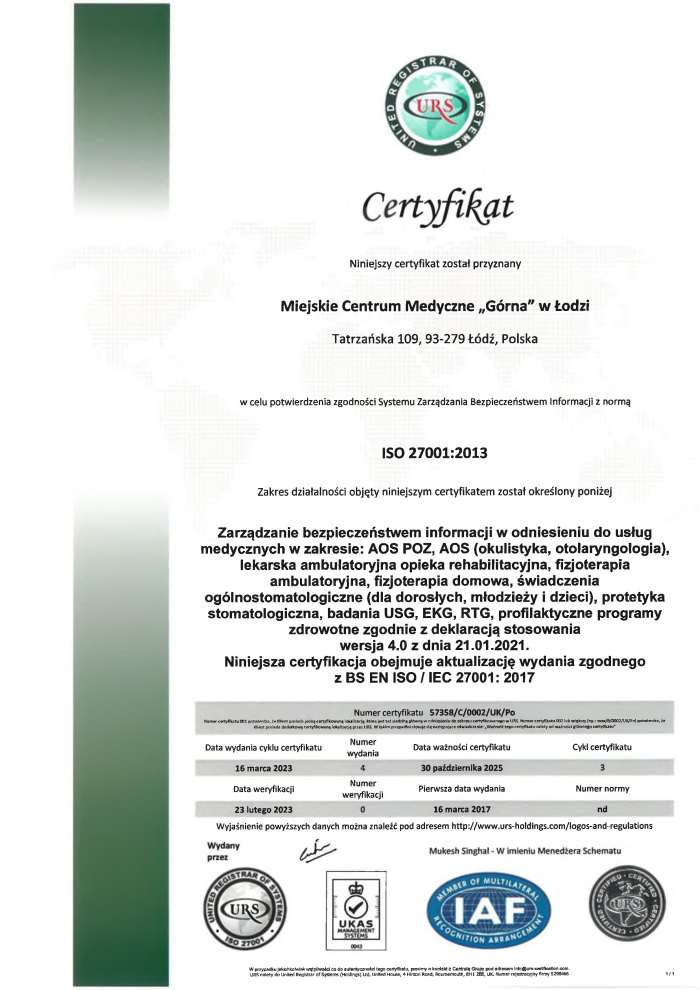 ISO 27001 Tatrzańska