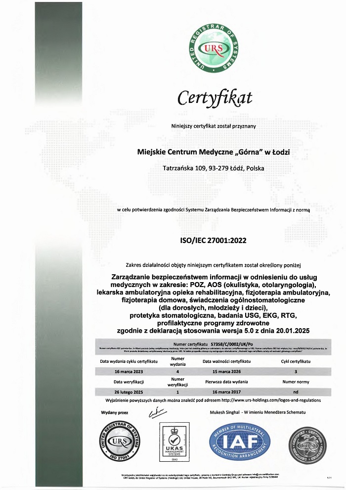 ISO 27001 Tatrzańska