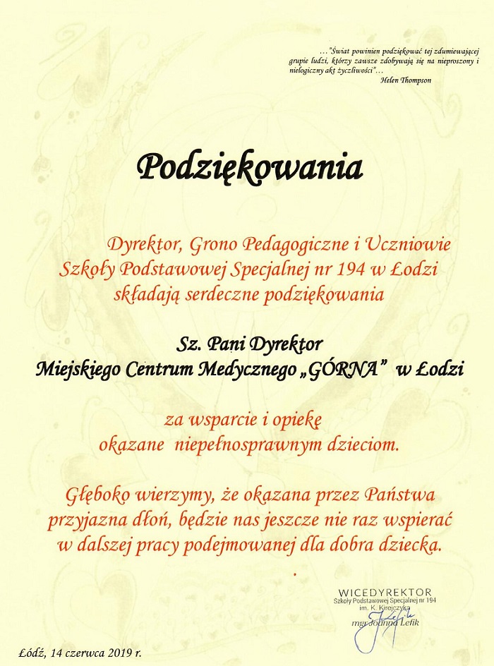 podziekowanie